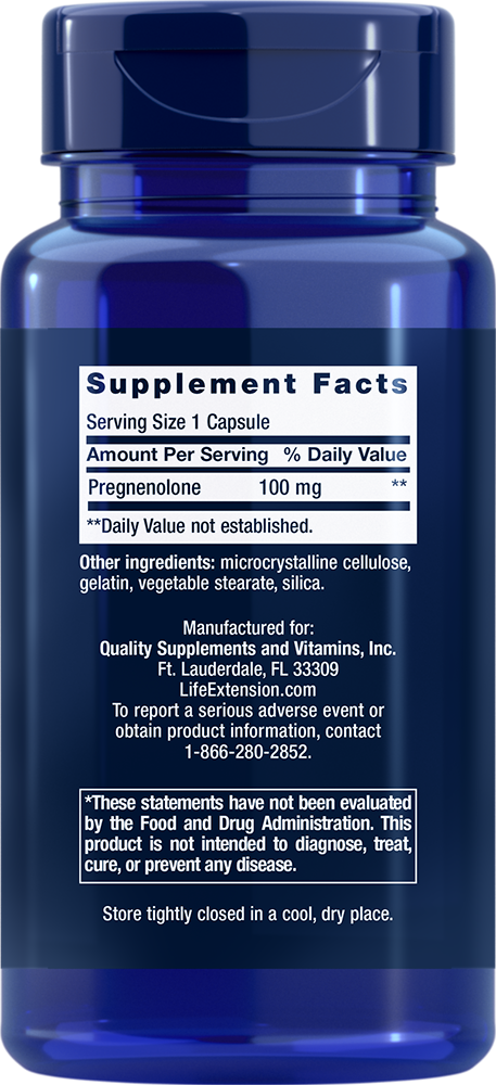 Pregnenolone 100 mg - Vitamins & Dietary Supplements > Blended Vitamin & Mineral Supplements - Life Extension - YOUUTEKK