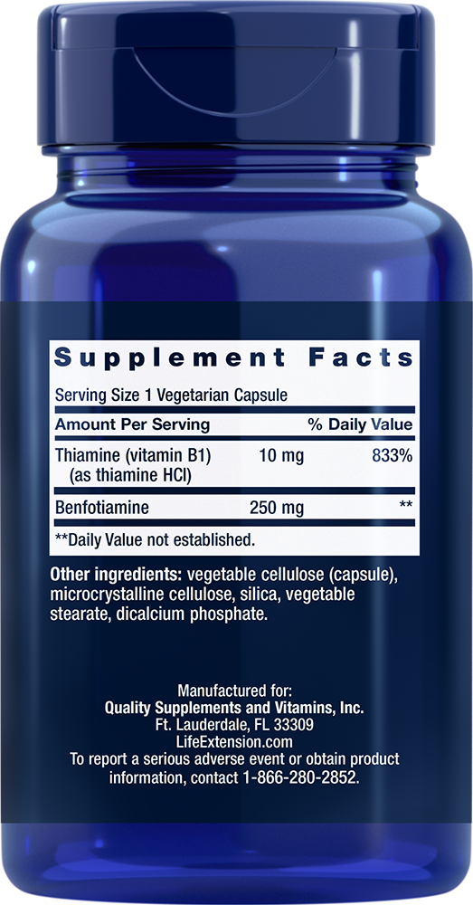 Mega Benfotiamine 250mg - Vitamins & Dietary Supplements > Vitamin B1 (Thiamine) Supplements - Life Extension - YOUUTEKK