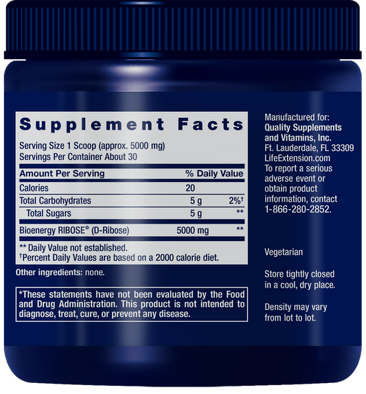 D-Ribose Powder 150g - Sports Nutrition Products > Sports Nutrition Endurance & Energy Powders - Life Extension - YOUUTEKK