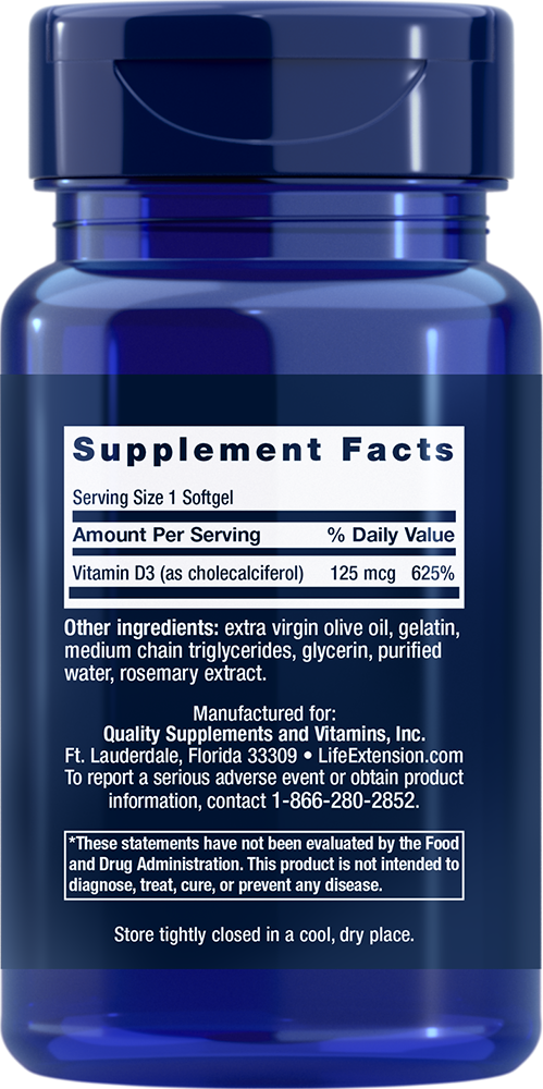 Vitamin D3 125 mcg (5000 IU) - Vitamin Supplements > Vitamin D Supplements - Life Extension - YOUUTEKK