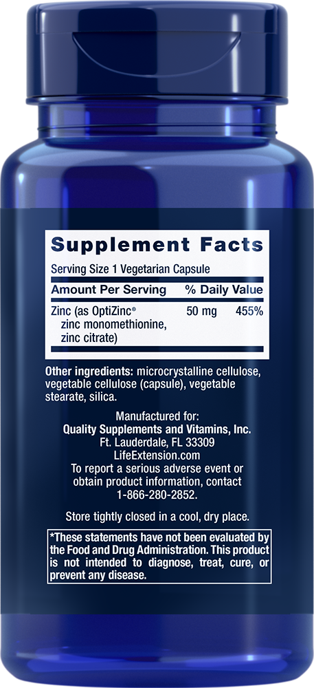 Zinc Caps 50 mg - Mineral Supplements > Zinc Mineral Supplements - Life Extension - YOUUTEKK