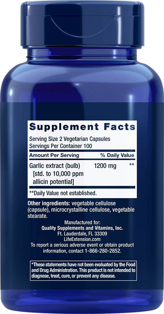 Optimized Garlic 200 Vegetarian Caps life extension youutekk