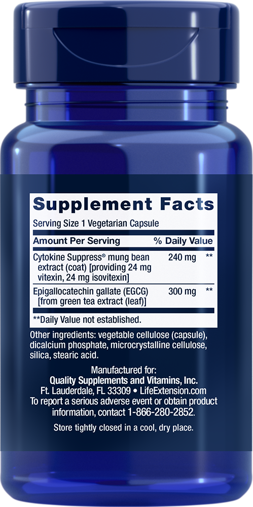 Cytokine Suppress® with EGCG - Supplements> Anti-inflammatory> Cytokine Suppress> Mung Bean Extract> Green Tea Extract - Life Extension - YOUUTEKK