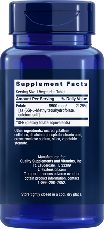 High Potency Optimized Folate L-Methylfolate 8500 mcg - Vitamins & Dietary Supplements > Vitamin B9 > folic acid > folate Supplements - Life Extension - YOUUTEKK
