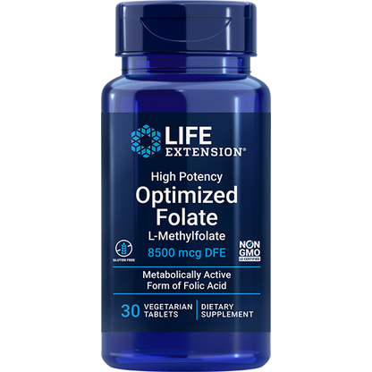 High Potency Optimized Folate L-Methylfolate 8500 mcg - Vitamins & Dietary Supplements > Vitamin B9 > folic acid > folate Supplements - Life Extension - YOUUTEKK