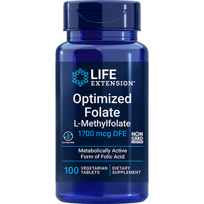 High Potency Optimized Folate L-Methylfolate 1700 mcg - Vitamins & Dietary Supplements > Vitamin B9 > folic acid > folate Supplements - Life Extension - YOUUTEKK