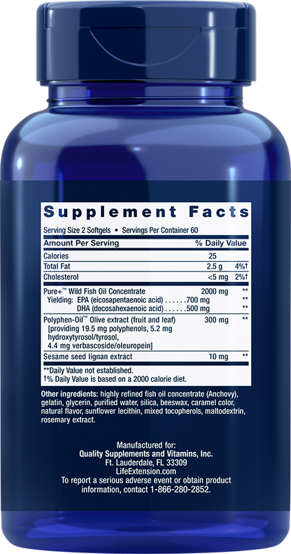 Super Omega-3 EPA/DHA Fish Oil, Sesame Lignans & Olive Extract - Omega Oil Nutritional Supplements > Omega 3 Nutritional Supplements - Life Extension - YOUUTEKK