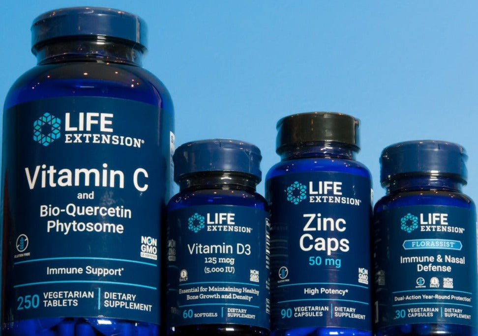 Life Extension Immune System Booster Bundle with Vitamin D3, C & Zinc Immune Support Life Extension